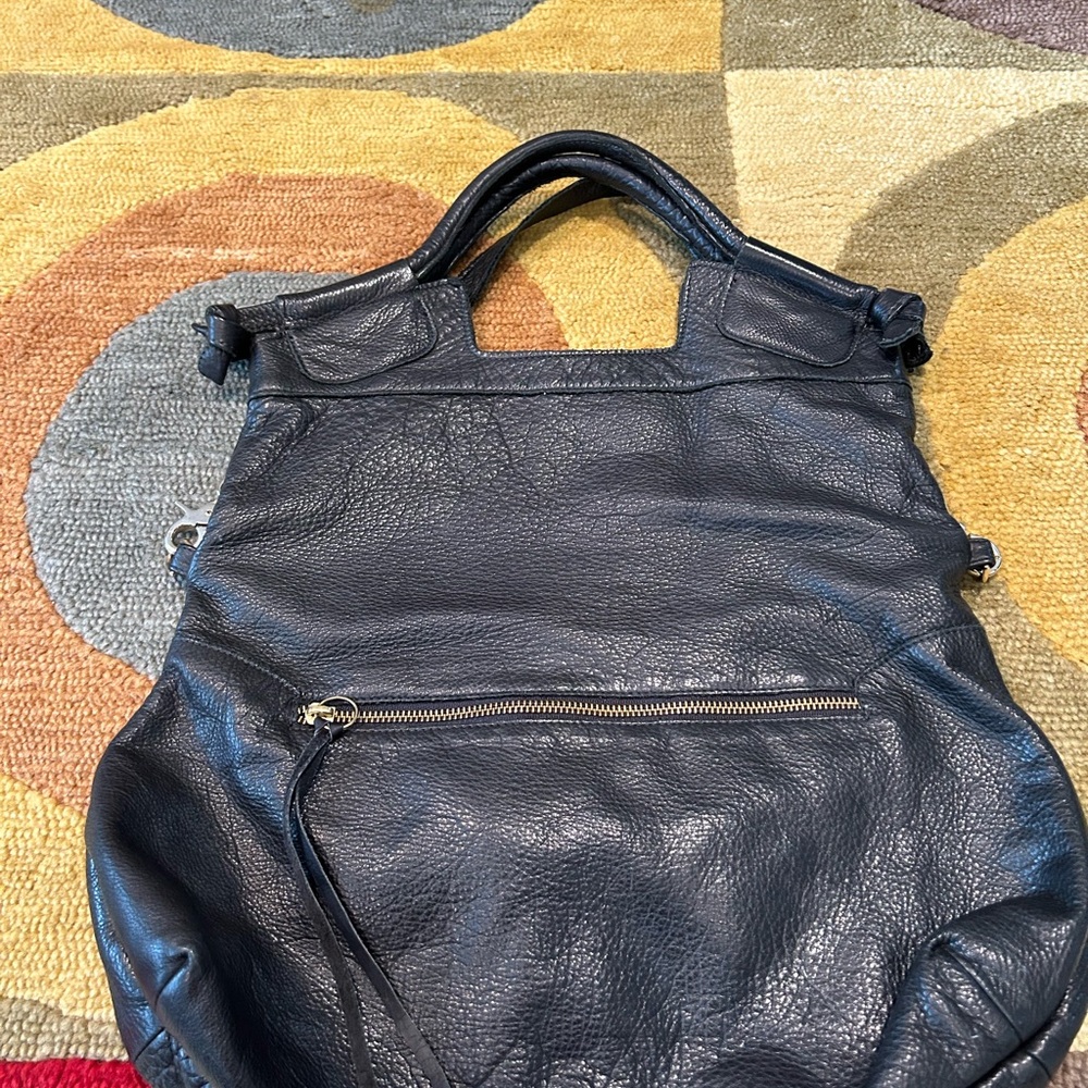 Foley + Corinna FC Lady Tote Bag Black Leather Convertible Purse - Picture 2 of 4